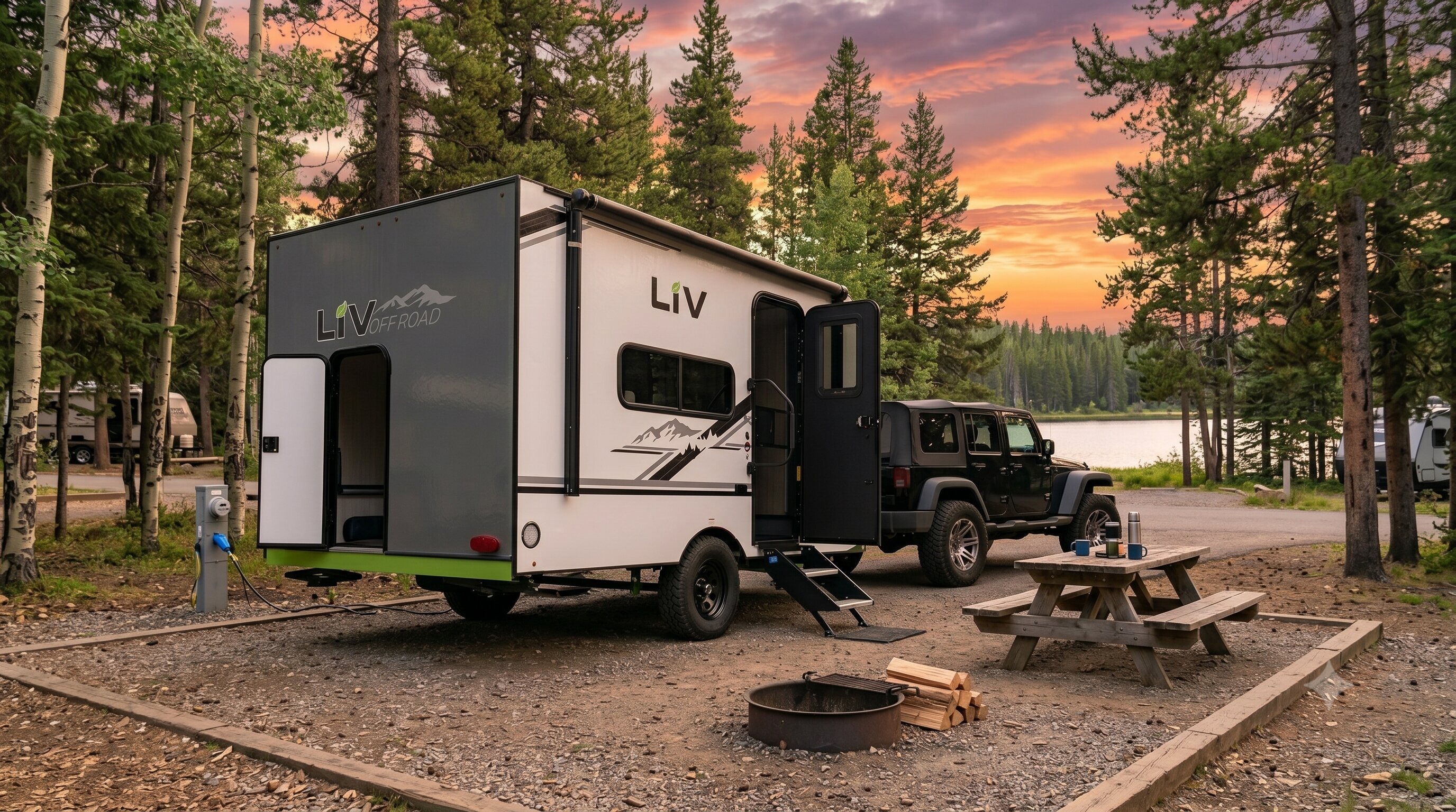 The all-new electric LiV E-Leaf OffRoad off-road travel trailer