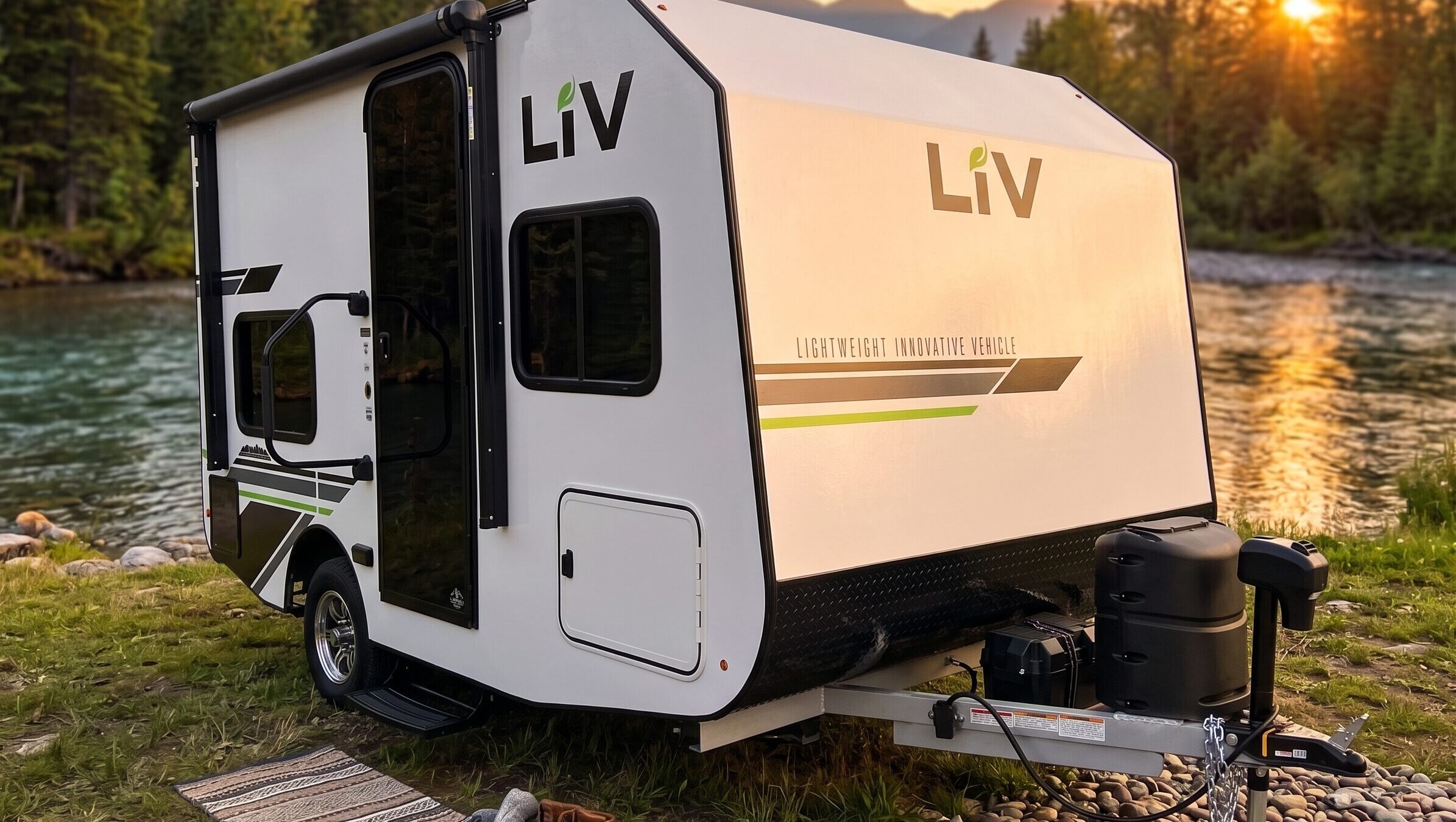 LiV 13 SD set up at a quiet lakeside campsite